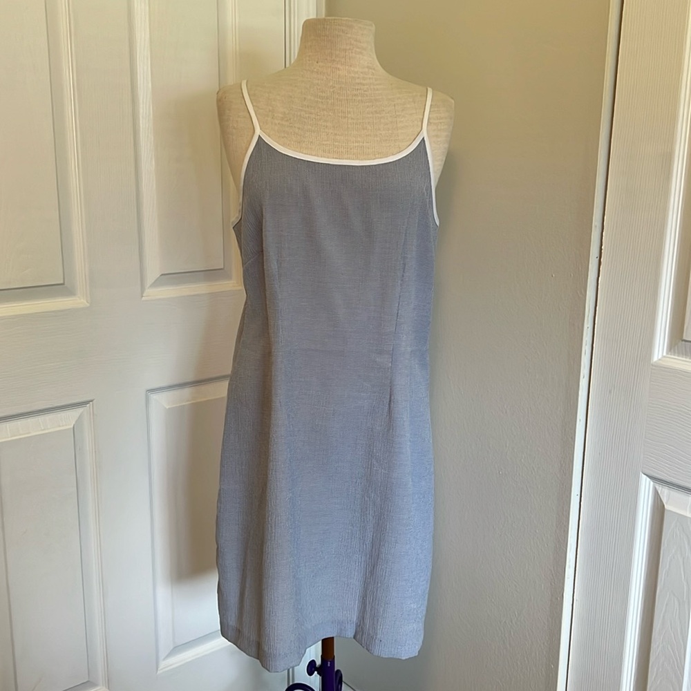 2 Piece Blue/White Especially Yours Spaghetti Strap Dress with Sleeveless Jacket